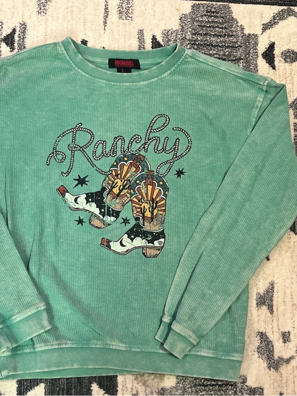 Rock & Roll Girls Mint Green 'Ranchy' Graphic Sweatshirt
